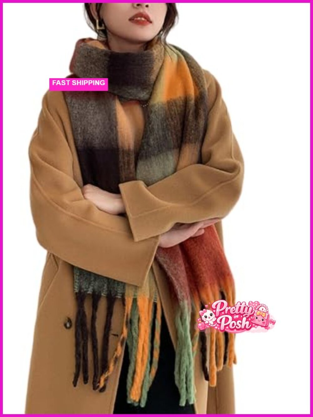 Long Warm Plaid Shawl Scarf Thick Blanket Wrap Winter